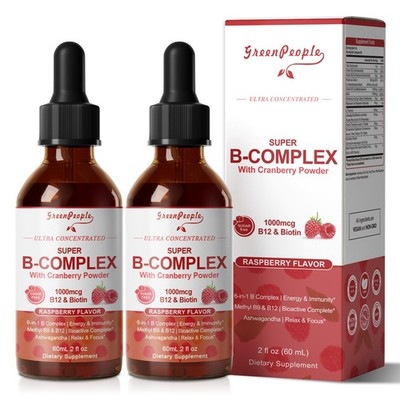 120ML B-12 Complex Vitamins B2 B6 B12 & C Biotin Folate for Energy Relax & Focus
