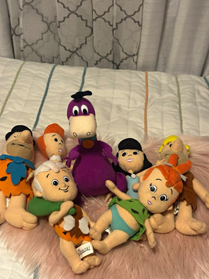 The Flintstones Plush Doll Lot Fred Barney Pebbles Bam-Bam Dino 6-14''