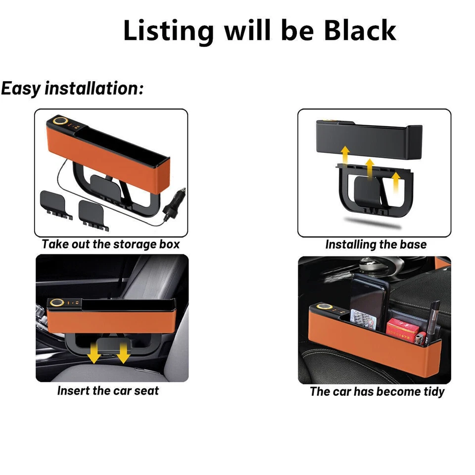 2 перезаряжаемых автомобильных аксессуара TypeC с зазором на сиденье ящик для хранения держатель для телефона органайзер - Изображение 3 из 4