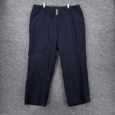 NEW J Jill Pants Womens L Large Navy Blue Linen Wide Leg Elastic Waist Pull On