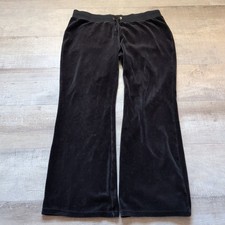   Juicy Couture Women's Velour Pants Size L Black Back Pockets Lounge Bottoms