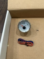 Fuel Level Guage 0-90 Ohms  White Face Chrome Trim