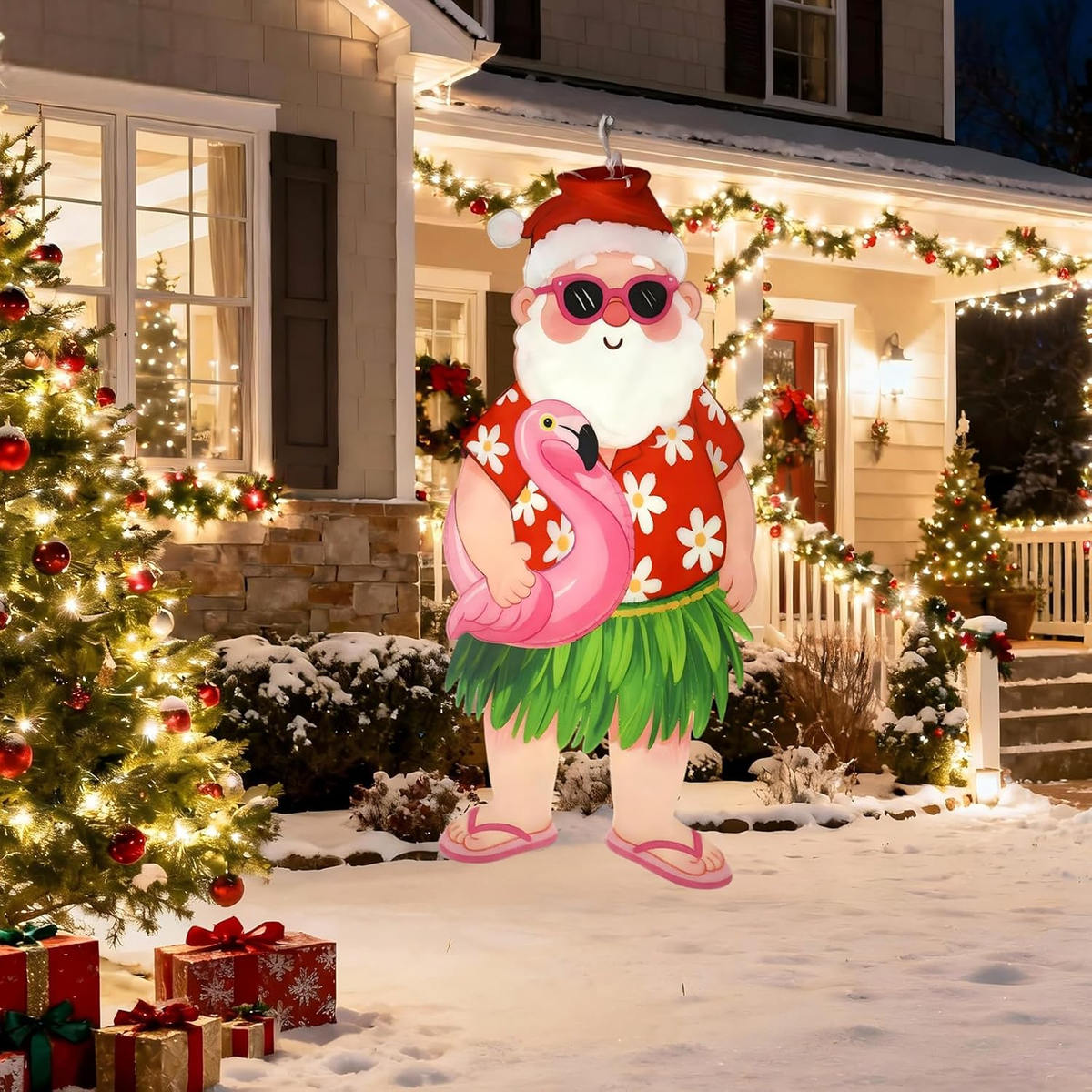 Christmas Wind Sock Santa Claus 3D Hawaiian Windsock, 40 Inch