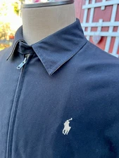 Polo Ralph Lauren BLACK Lined Harrington Jacket Men's M Full Zip