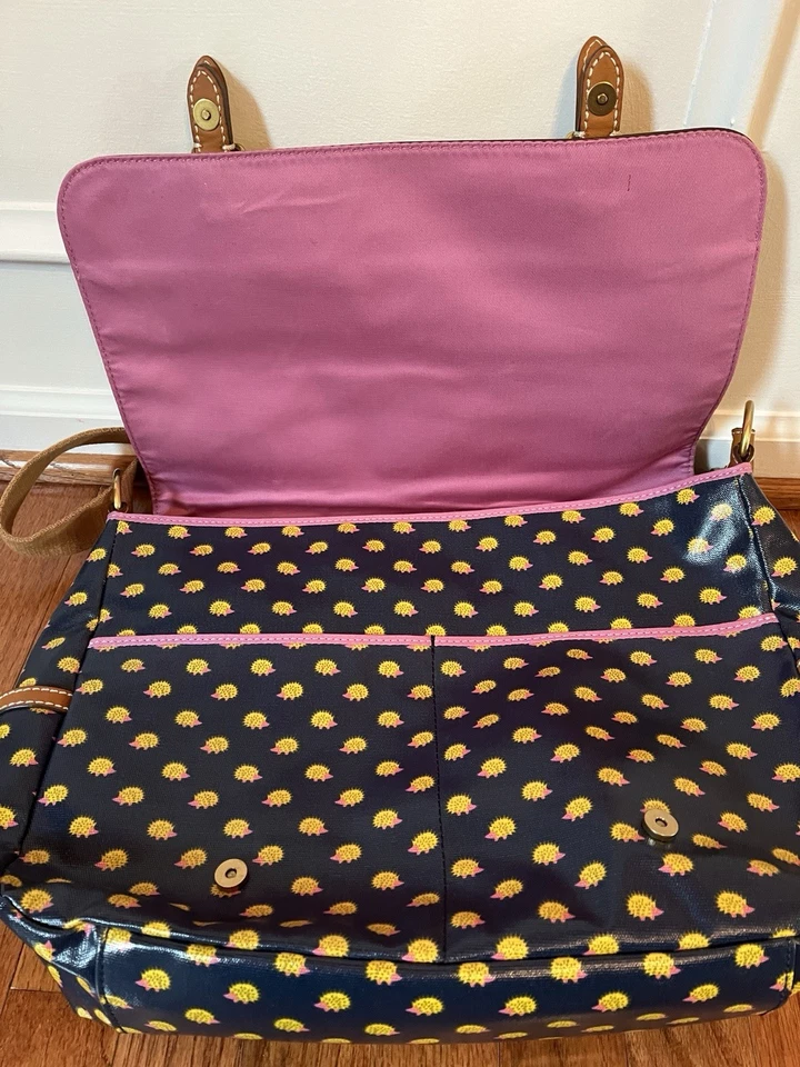 Холщовая сумка-мессенджер Fossil для ноутбука с покрытием, темно-синий еж - Изображение 4 из 4