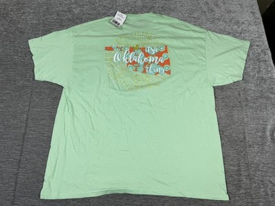 Itsa Girl Thing Shirt Womens 2XL Green Oklahoma Thing Graphic Tee Floral Glitter