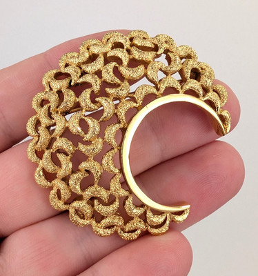 Crown Trifari Vintage Brosche Mond vergoldet Retro Modeschmuck Sammlerstück