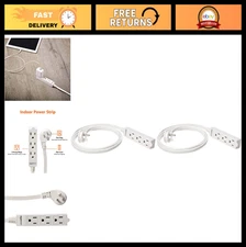 Indoor Extension Cord Power Strip - 3-Prong Flat Plug, 6ft, 2-Pack, 13A, Grounde