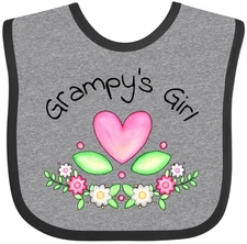 Inktastic Grampy's Girl- Heart Flowers Baby Bib Cute Grampy Grandpa Grandfather