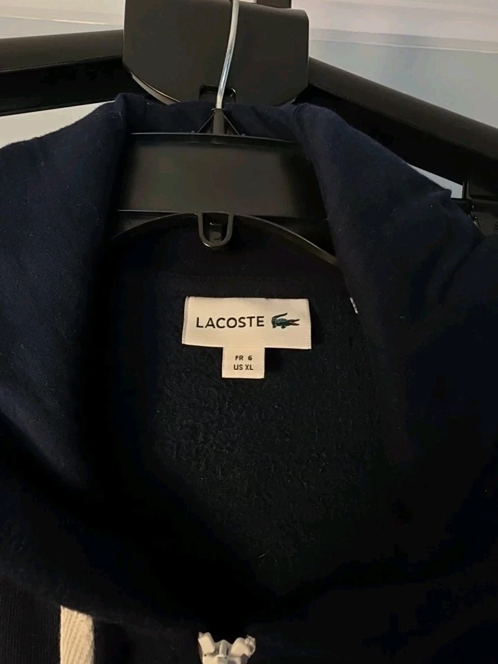 Sudadera con Capucha Lacoste Para Hombres XL 6 Bloques de Color Cremallera Completa Polar Calce Clásico USADA Foto 4 de 4