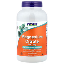 NOW Foods Magnesium Citrate 200 mg 250 Tablets - Muscle Fatigue and Bone Health 0.46 per thousand milligrams