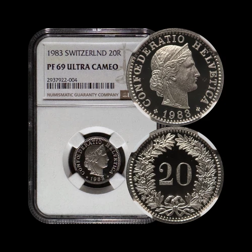 SWITZERLAND. 1983, 20 Rappen - NGC PF69 - Libertas, Alpine Rose RARE