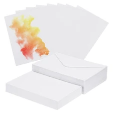 50 Pack Pure Cotton Watercolor Cards 140lb/300 GSM Paper with Envelopes 4x6 Inch