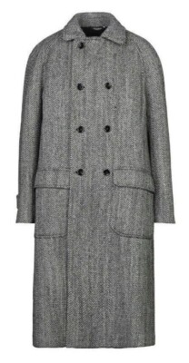 Very Early90’s/dolce gabbana非構造over coat DOLCE & GABBANA Oversized US44 Black White Herringbone Wool Double