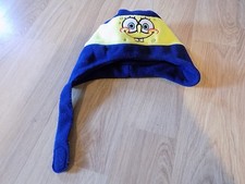 Toddler One Size Spongebob Squarepants Fleece Winter Hat Cap Navy Yellow EUC
