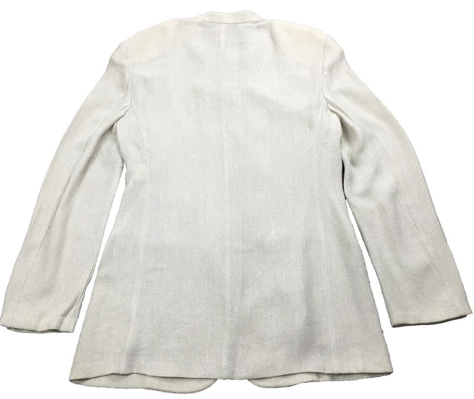 Blazer de mujer Giorgio Armani de lino cuello mandarín talla 6 crema 5 botones Foto 4 de 4