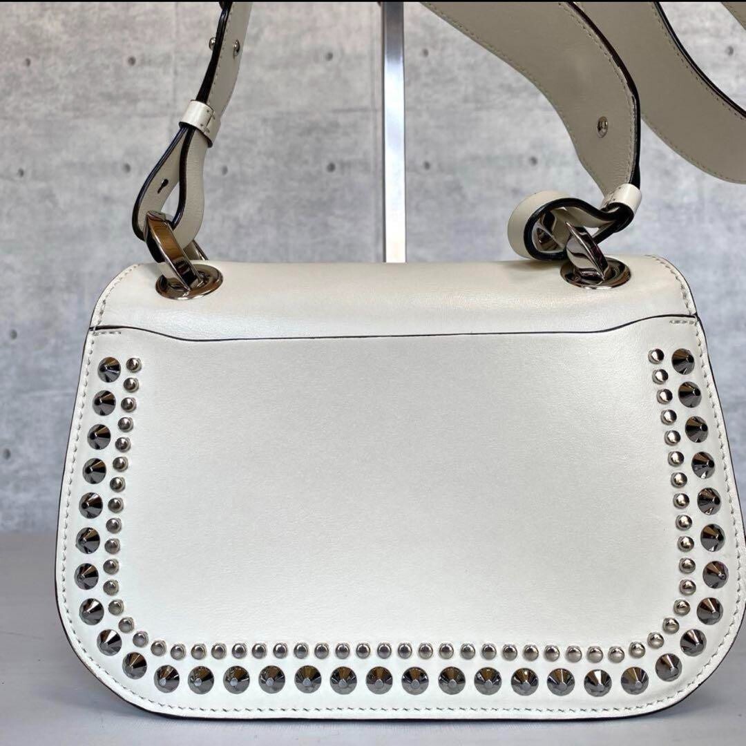 JIMMY CHOO VARENNE Studded JC logo Crossbody Shoulder Bag White 