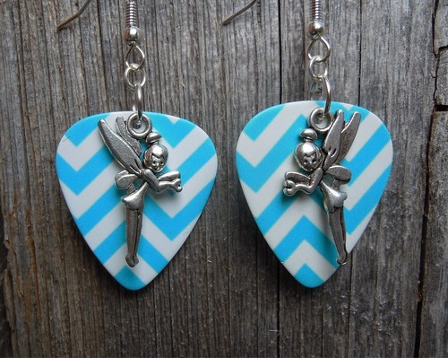 Tinkerbell Charm Guitar Pick Earrings - Pick Your Color - Picture 13 of 21