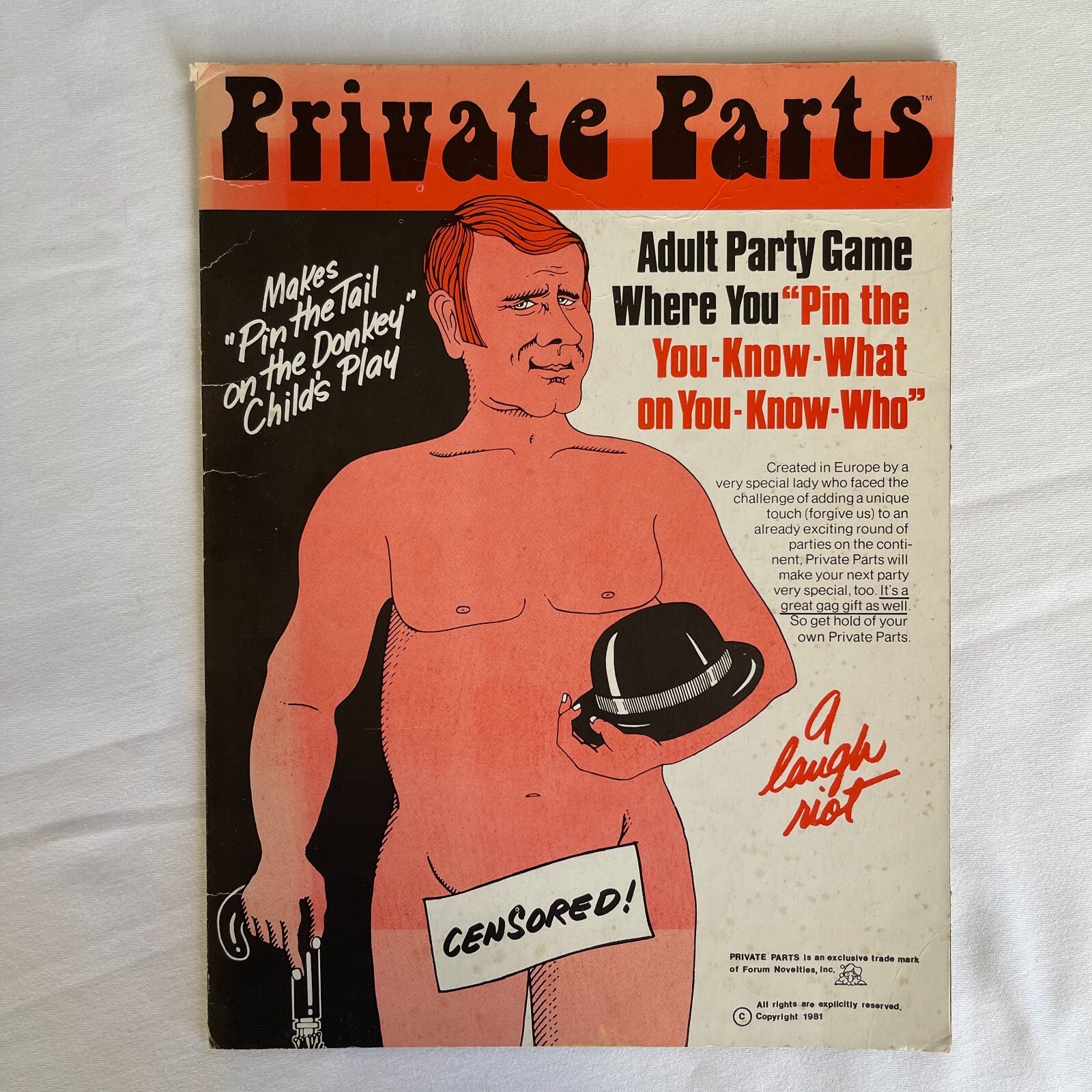 Private Parts Adult Party Game Where You "Pin The You-Know-What" 1981 Retro