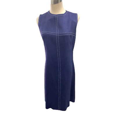 1950s Vintage Maggi Maid Of Lucerne Blue Cotton Summer Dress -Small