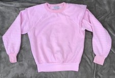 Vintage Julie Girl Medium crew Neck Pink Long Sleeve Sweatshirt Made In USA 