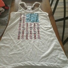 GIRLS SIZE lg joe boxer SWIMSUIT cover up dress white sunglasses flag NEW NWoT