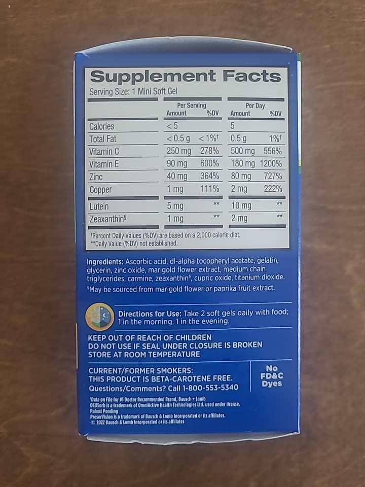 PreserVision Areds 2 Eye Vitamin and Mineral 120 Softgels Expiration