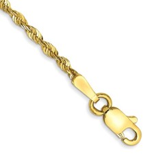 9" 10k Yellow Gold 1.8mm Shiny-Cut Extra-Lite Rope Chain Anklet