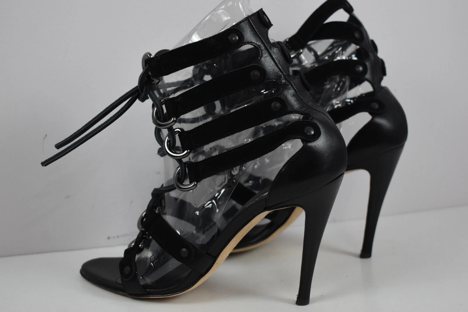 MBT Sandali con lacci e tacco alto Manolo Blahnik taglia 38 neri fatti a mano italy