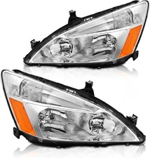For 2003 2004 2005 2006 2007 Honda Accord Headlights Left+Right Headlamps Amber