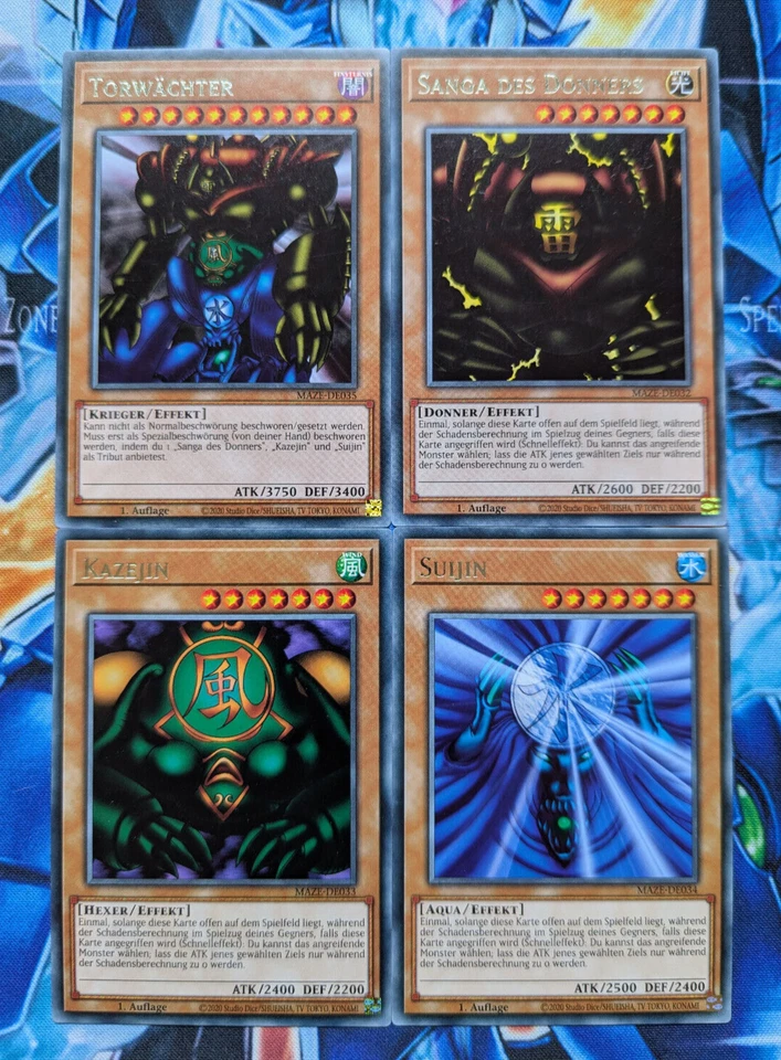 Yu-Gi-Oh! Torwächter MAZE-DE035 Sanga Suijin Kazejin Deutsch BOOSTERFRISCH 1.A. - Bild 2 von 2