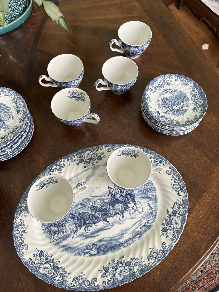 vintage johnson bros coaching scene dish set 36pc | eBay