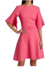 OSCAR DE LA RENTA FLUTTER SLEEVE BELTED DRESS SZ 16 MRSP $1890