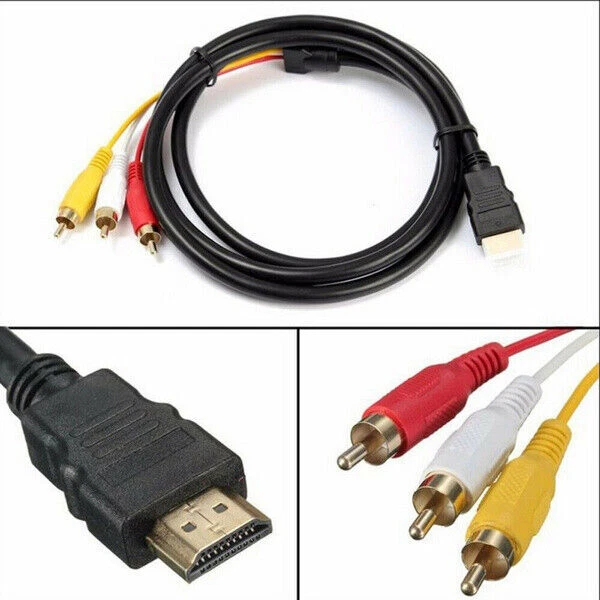 HDMI To RCA AV Adapter Converter Cable CVBS 3RCA 1080P Composite Video Audio lot - Image 2 of 4