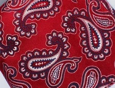 SALE--10" 100% Silk Pocket Square --Red Western Paisley-4