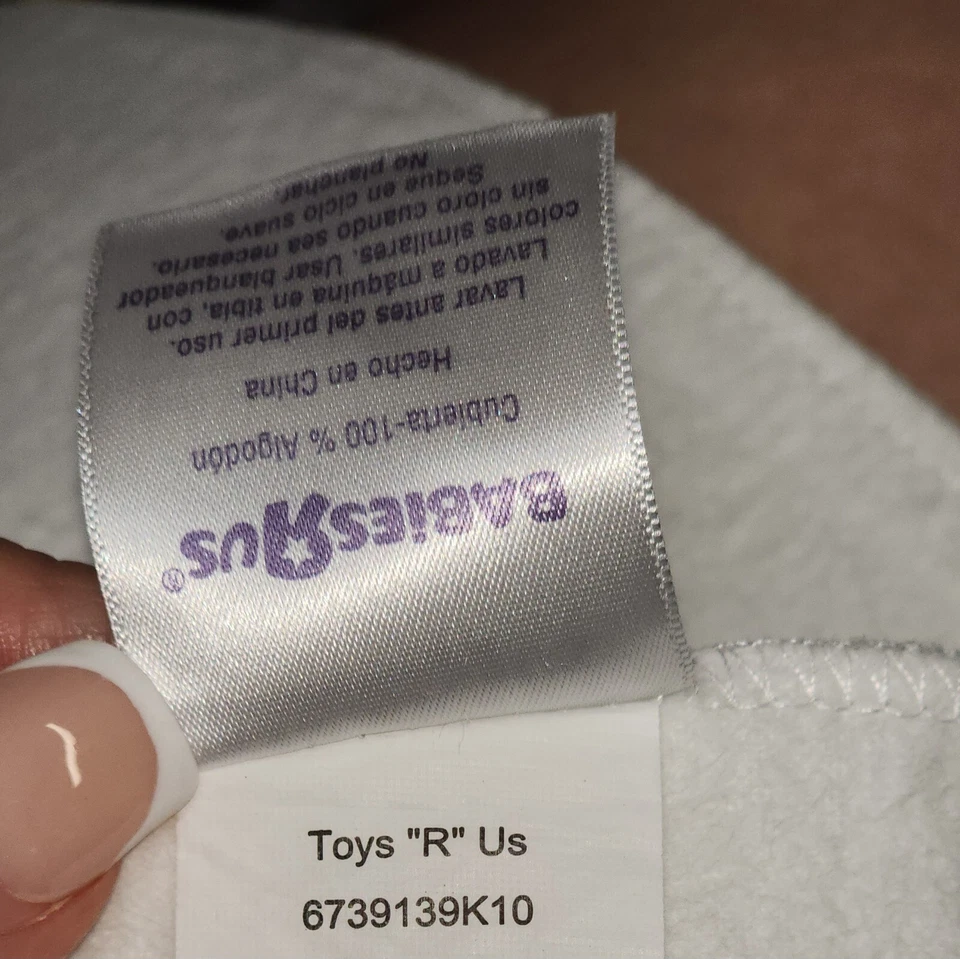 Manta infantil BABIES R US Vintage 2010 blanca 100 % algodón grueso polar 33"x26" Foto 4 de 4