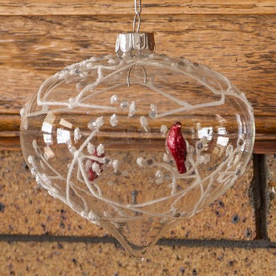 3 Clear Glass Onion Ornaments With Birds Set Of 2 For Sale Online