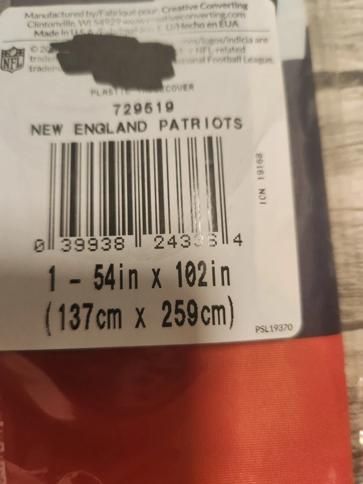 New England Patriots NFL Football Tablecloth Tablecover Party Decoration 54x102” - Image 4 of 4