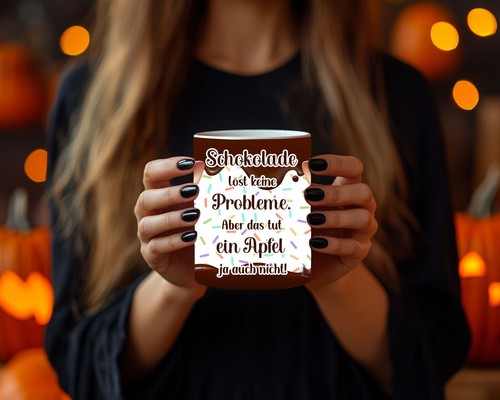 Tasse mit lustiger Giraffe und Spruch Schokolade löst keine Probleme - Bild 3 von 4
