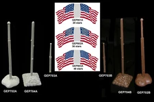 MARX American Flags, Poles & Bases 20, 36, 48 Star playset plastic toy soldiers
