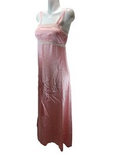Vintage Babydoll Slip Dress S Pink Satin Lace Trim Princess Fairy Y2k Romantic