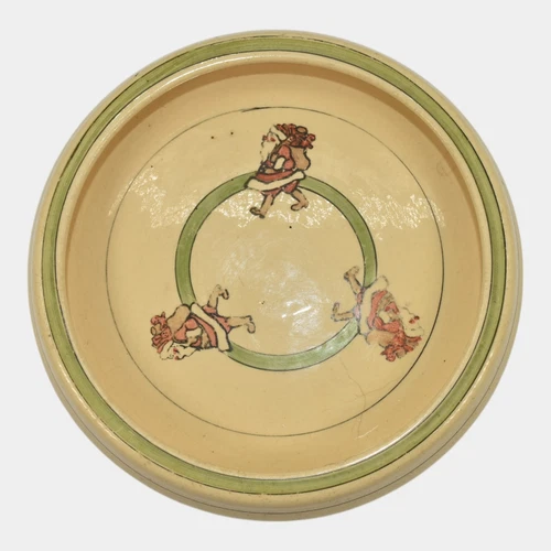 Roseville Juvenile Creamware 1910 Pottery Santa Rolled Edge Plate