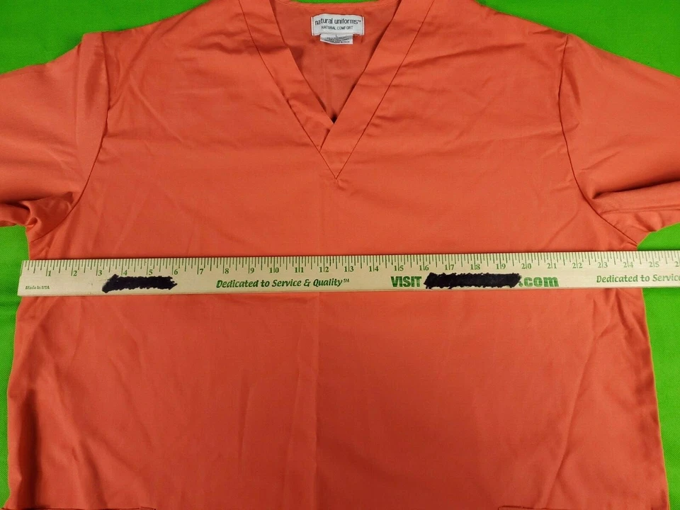 Uniformes Naturales Naranja Hombre 2 Bolsillos Frontales Exfoliante Top Talla L Foto 3 de 4