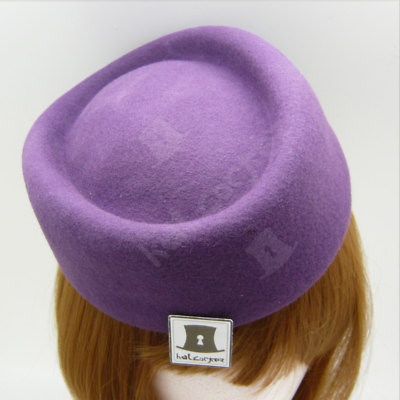 VINTAGE Wool Felt Women Fascinator Pillbox Hat Stewardess  display picture 2