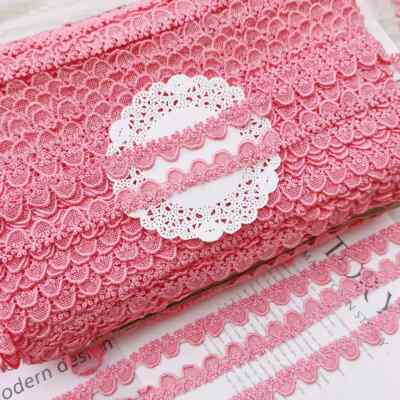 1/2 inch wide pink color  lace trim 1.11 yard cut