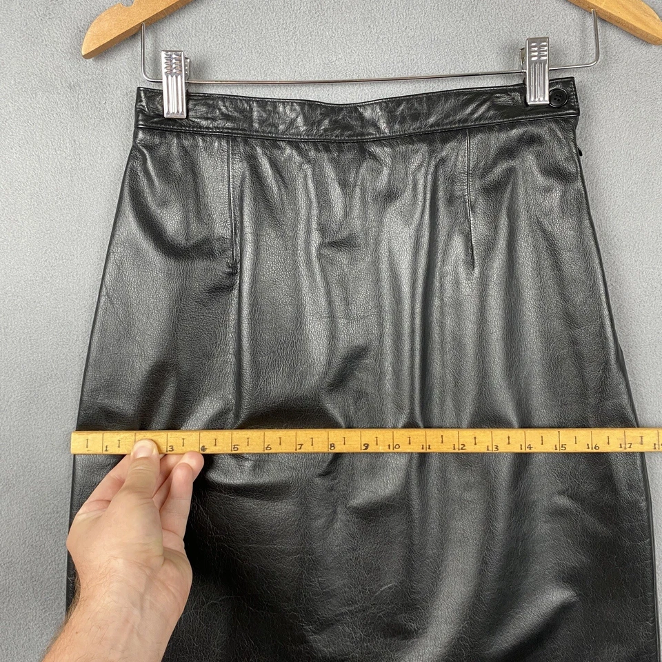 Falda Colección Talbots Talla 4 Negra 100% Cuero Genuino Forrada hasta la Rodilla Lápiz De Colección Foto 4 de 4