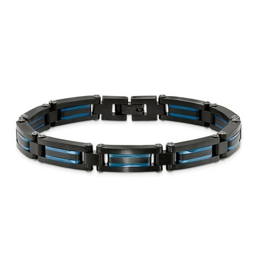 *BRAND NEW* Chisel Stainless Steel Black and Blue IP-plated Bracelet SRB2274-8.5 - Image 3 of 4