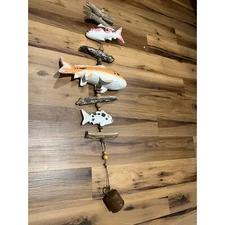 Fisherman Wind Chime Carved Wooden Fish