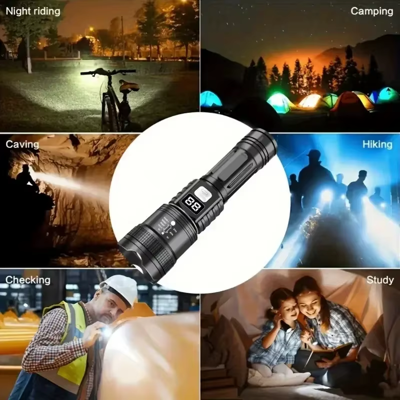 Torcia elettrica ricaricabile ultra potente XHP360 LED, lampada tattica impermeabile per esterni
