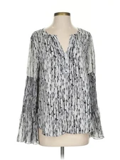 H By Halston Women Silver Long Sleeve Blouse S